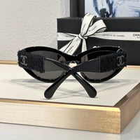 '-  CHANEL 5513 Cat Eye Sunglasses Acetate & Tweed Black & Gold frame 5 Colors ✨