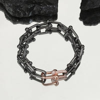 Tiffany&Co 18K Gold Plated Large Link Bracelet in Titanium with Zircon✨