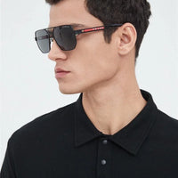 Prada Men's  Black / Silver Grey Lens Aviator 51-18🖤