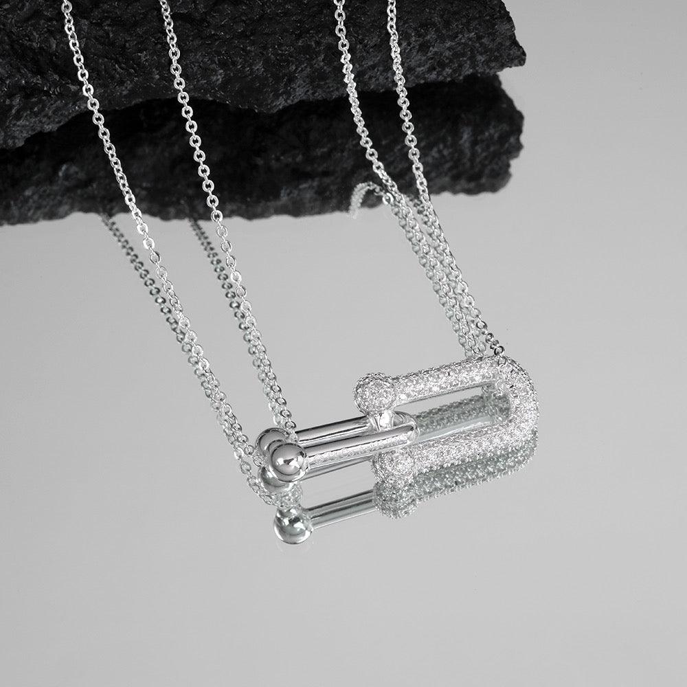 Tiffany&Co 18K gold plated Jewelry For Women Large Double Link Pendant in with Zircon Diamonds Necklace in yellow rose silver ✨ - buyonlinebehappy