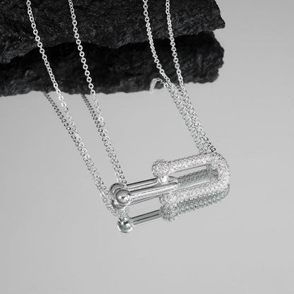 Tiffany&Co 18K gold plated Jewelry For Women Large Double Link Pendant in with Zircon Diamonds Necklace in yellow rose silver ✨ - buyonlinebehappy