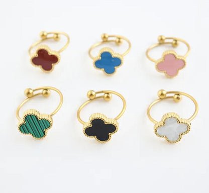 Van Cleef Vintage Alhambra Rings 18K Gold Plated Women's Jewelry 18 models✨ - buyonlinebehappy