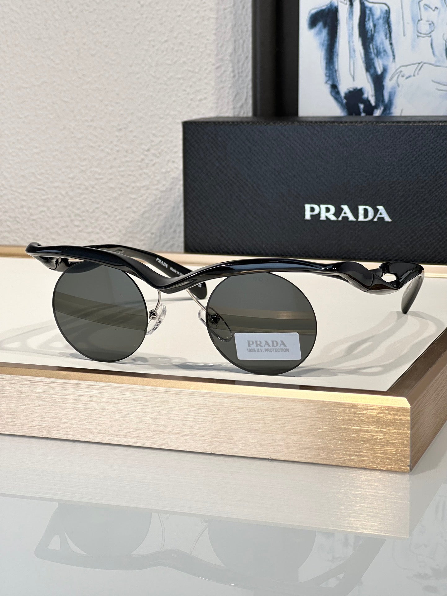 PRADA PR A18S - BLACK-PEACH-GREEN | SUNGLASSES Unisex  🟥 - buyonlinebehappy