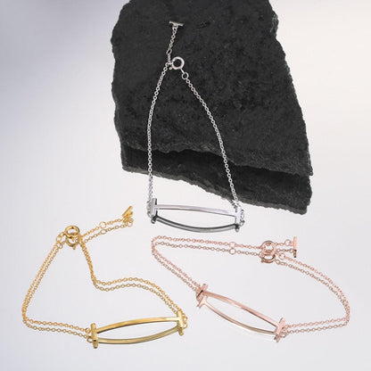 Tiffany&Co 18k gold plated Smile Pendant Necklace Bracelet Earring double row hinged White Rose Yellow gold 3 models with box - buyonlinebehappy