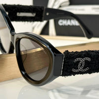 '-  CHANEL 5513 Cat Eye Sunglasses Acetate & Tweed Black & Gold frame 5 Colors ✨