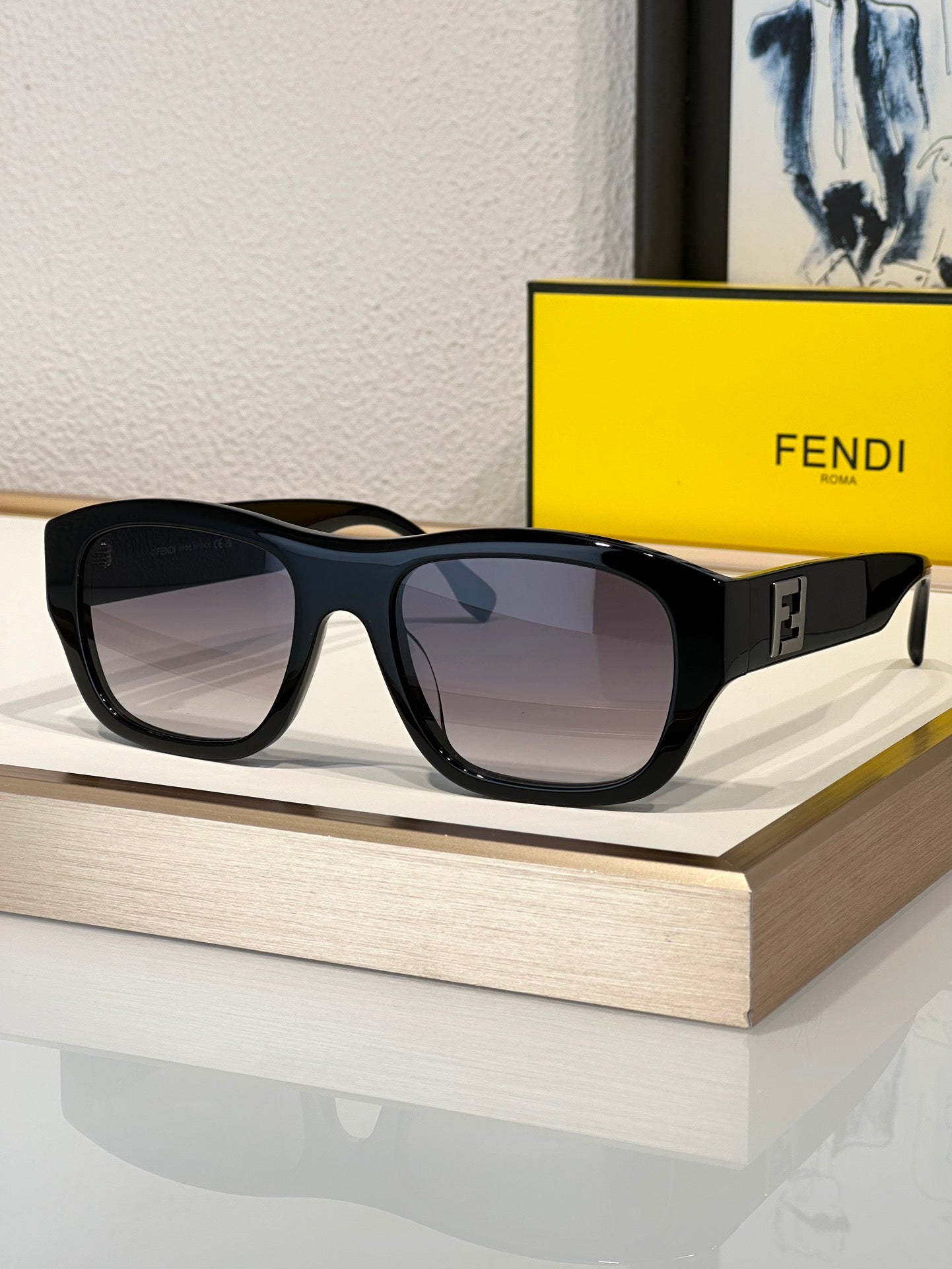 FENDI Men's FF Logo Rectangle Sunglasses✨ - buyonlinebehappy