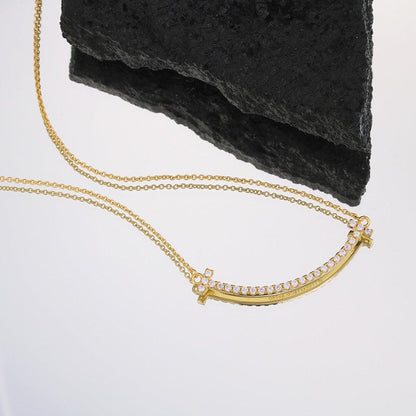 Tiffany&Co 18k gold plated Smile Pendant Necklace Bracelet Earring double row hinged White Rose Yellow gold 3 models with box - buyonlinebehappy