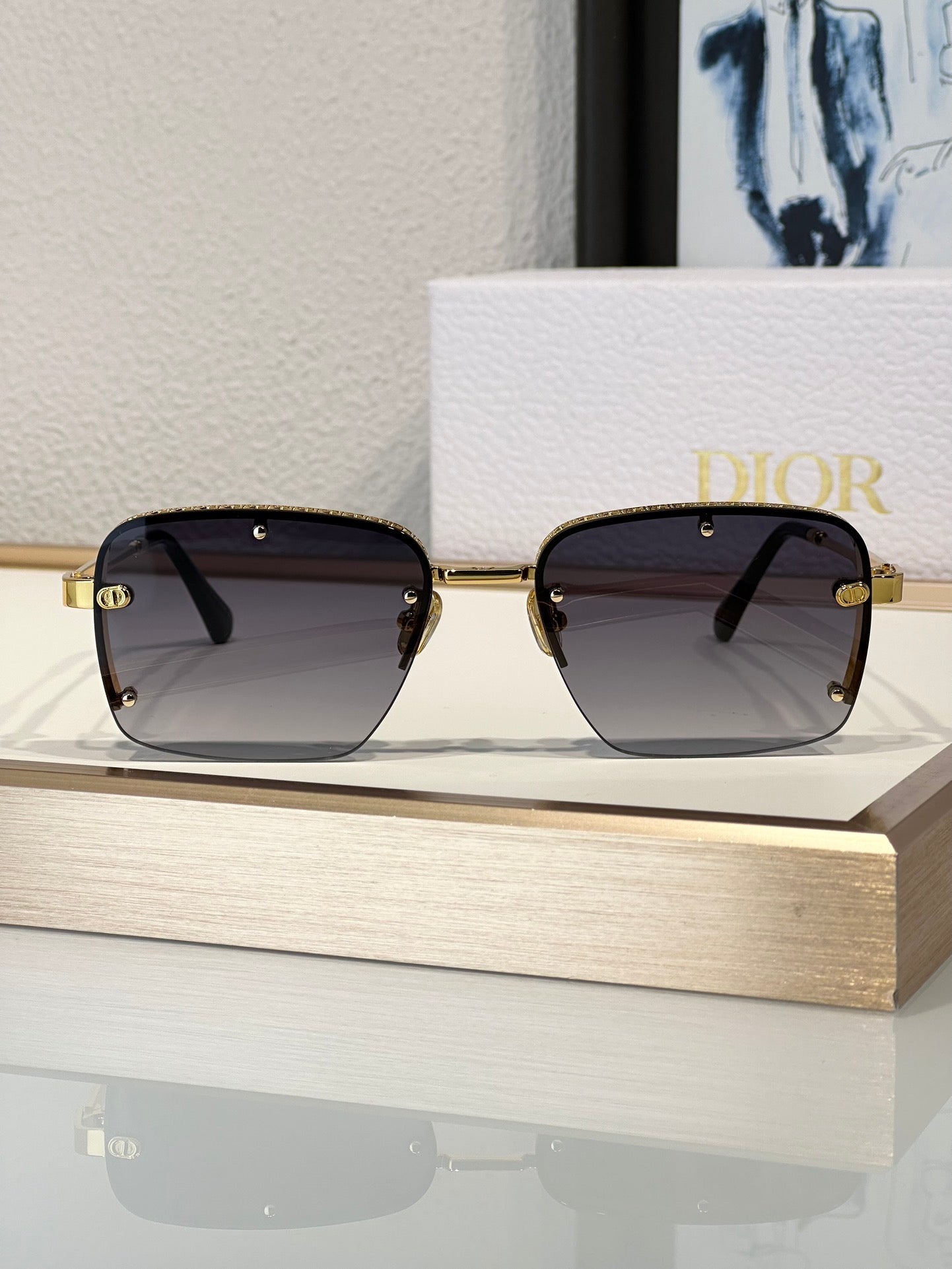 DIOR HOMME NeoDior S4U Mirrored Rectangular Sunglasses✨ - buyonlinebehappy