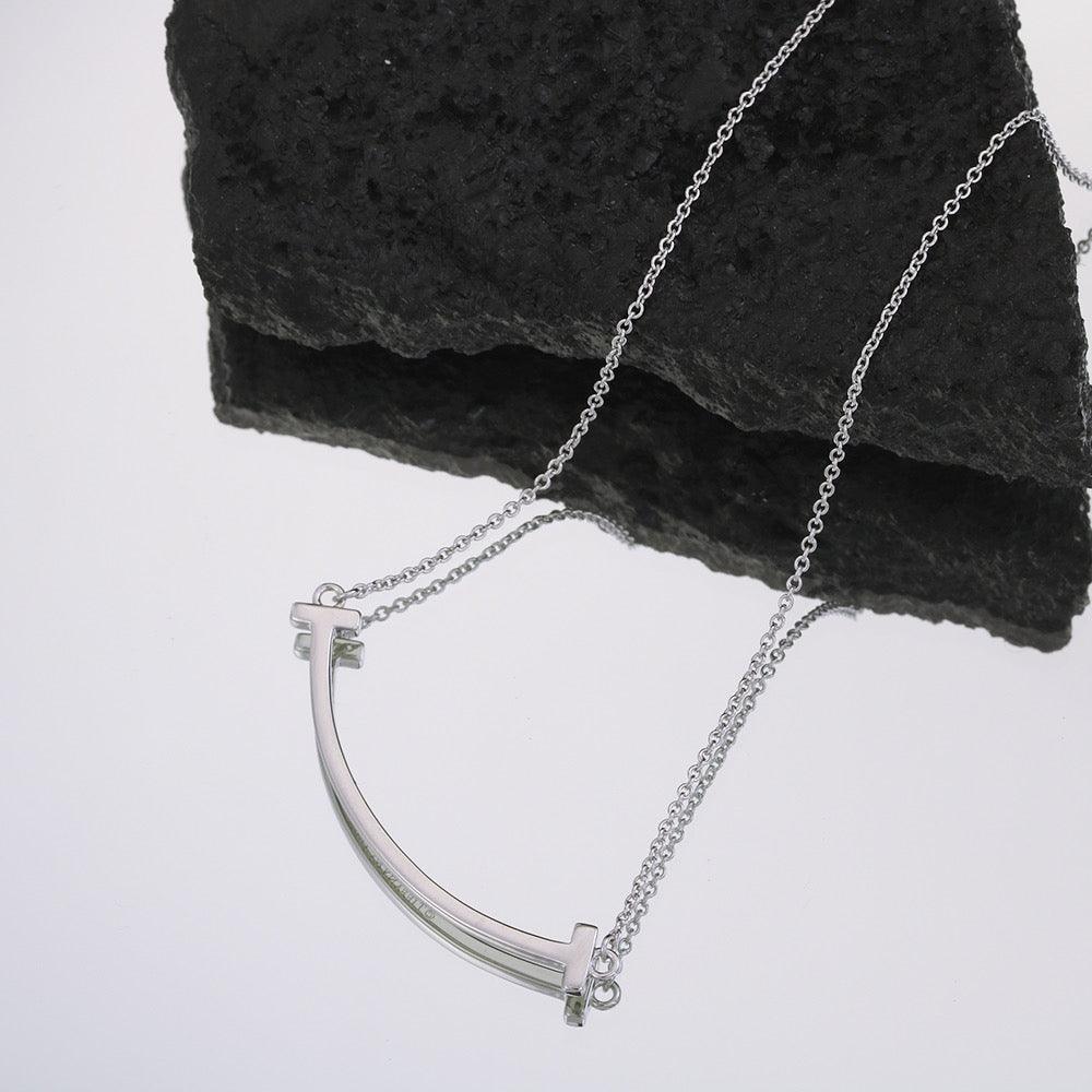 Tiffany&Co 18k gold plated Smile Pendant Necklace Bracelet Earring double row hinged White Rose Yellow gold 3 models with box - buyonlinebehappy