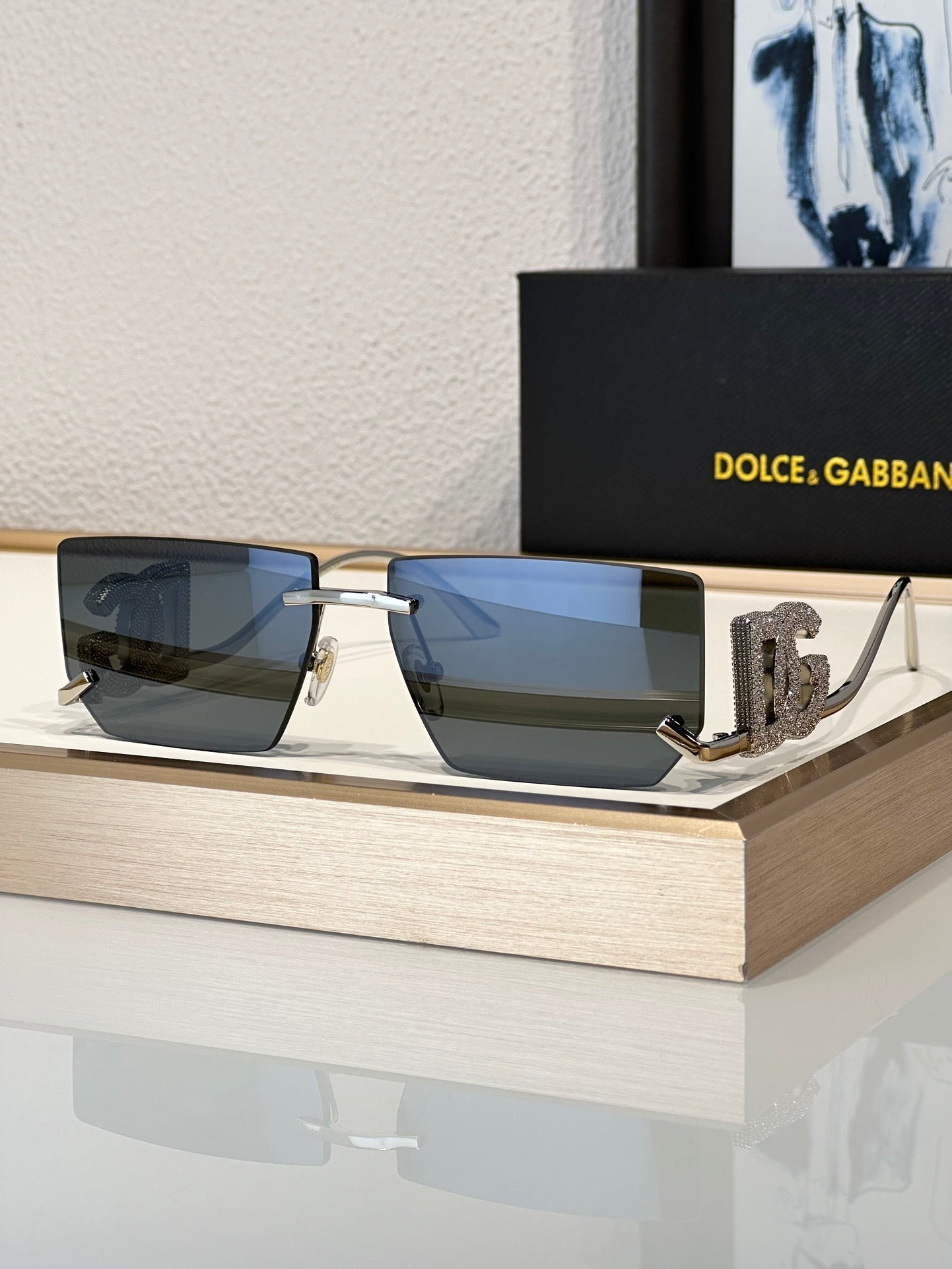 Dolce&Gabbana 2304B Crystal DG Metal Rectangle Women's Sunglasses ✨$4300 - buyonlinebehappy