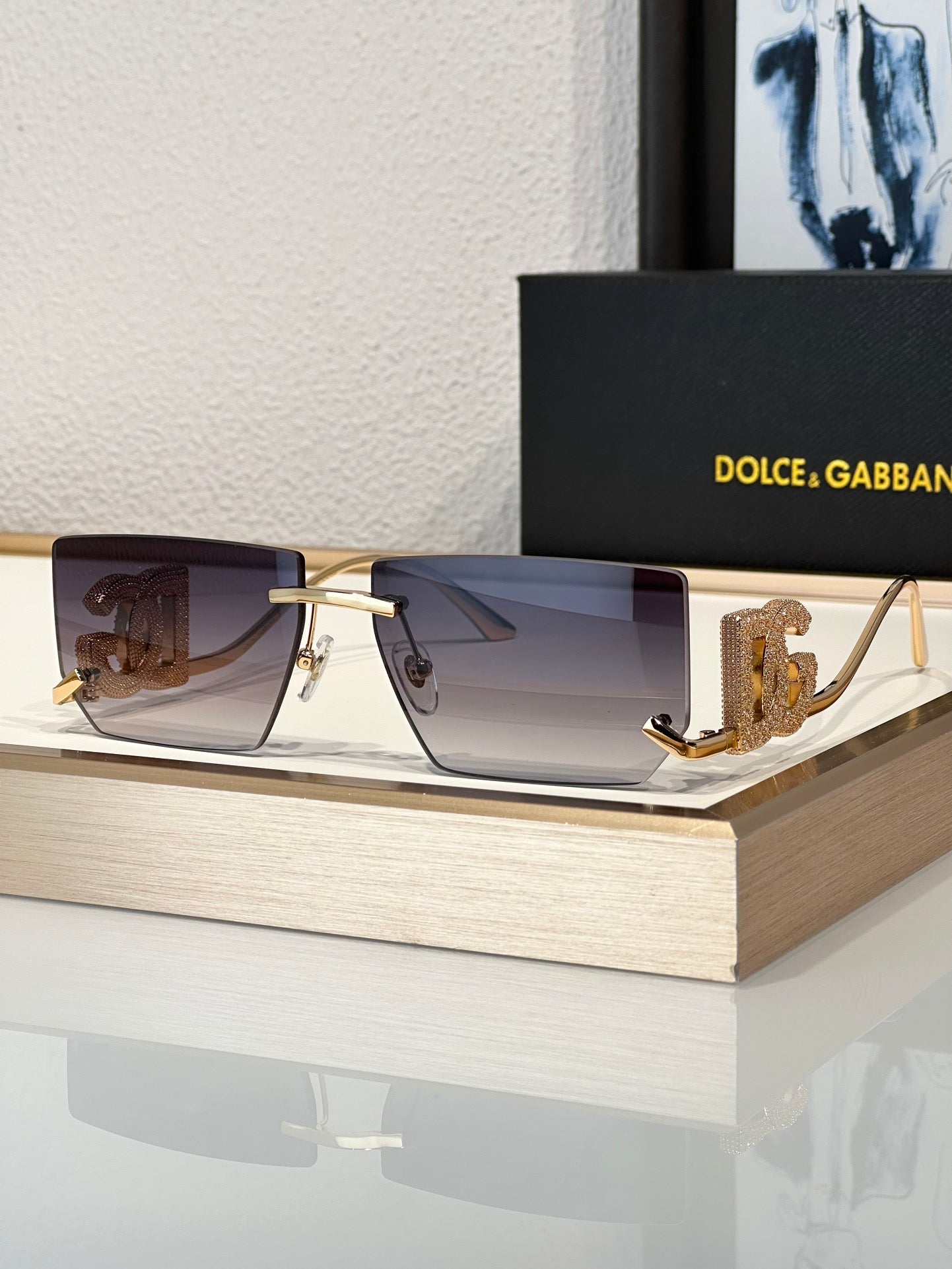 Dolce&Gabbana 2304B Crystal DG Metal Rectangle Women's Sunglasses ✨$4300 - buyonlinebehappy