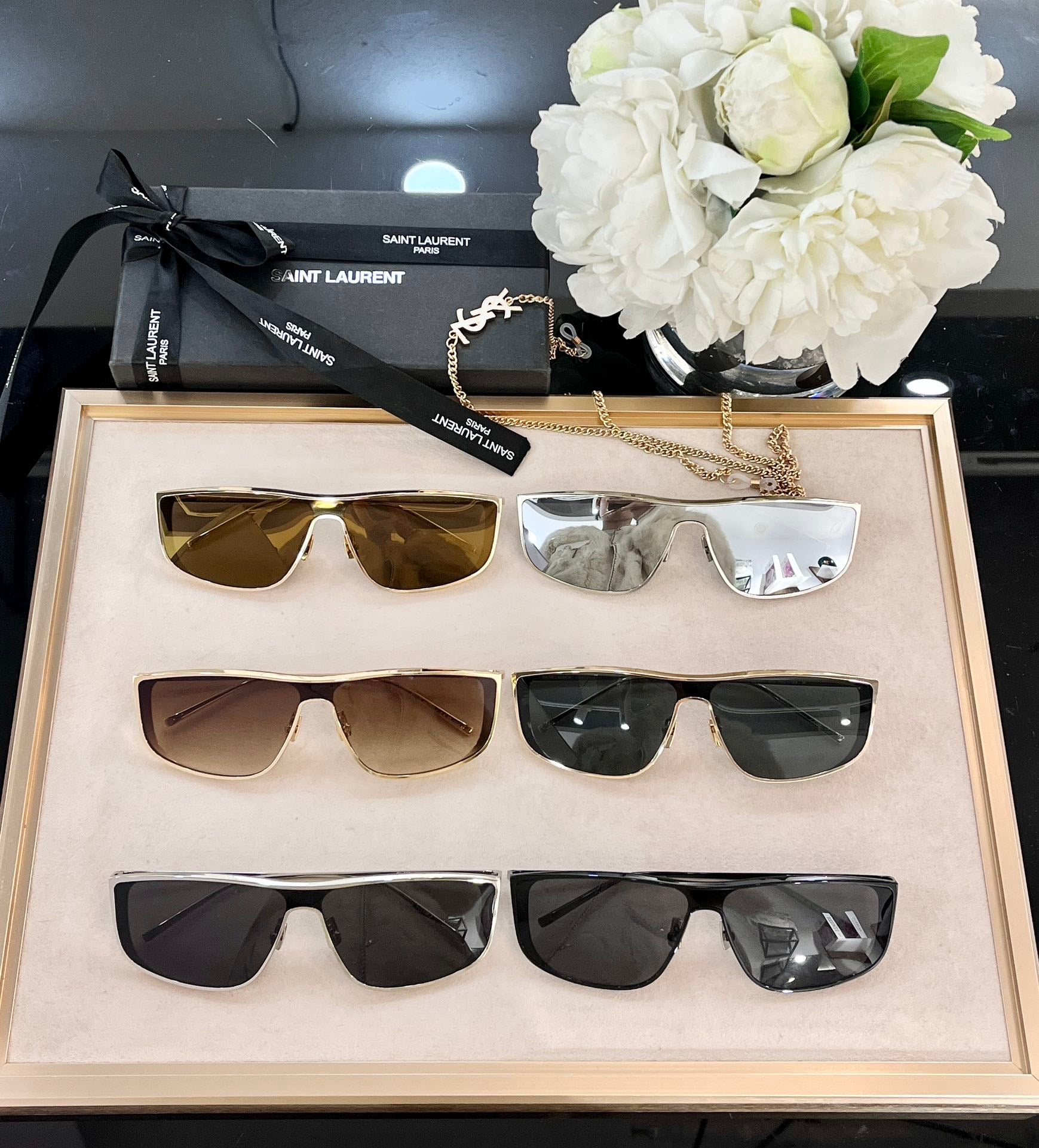 Saint Laurent SILVER-GOLD SL 605 LUNA’ Sunglasses✨ - buyonlinebehappy