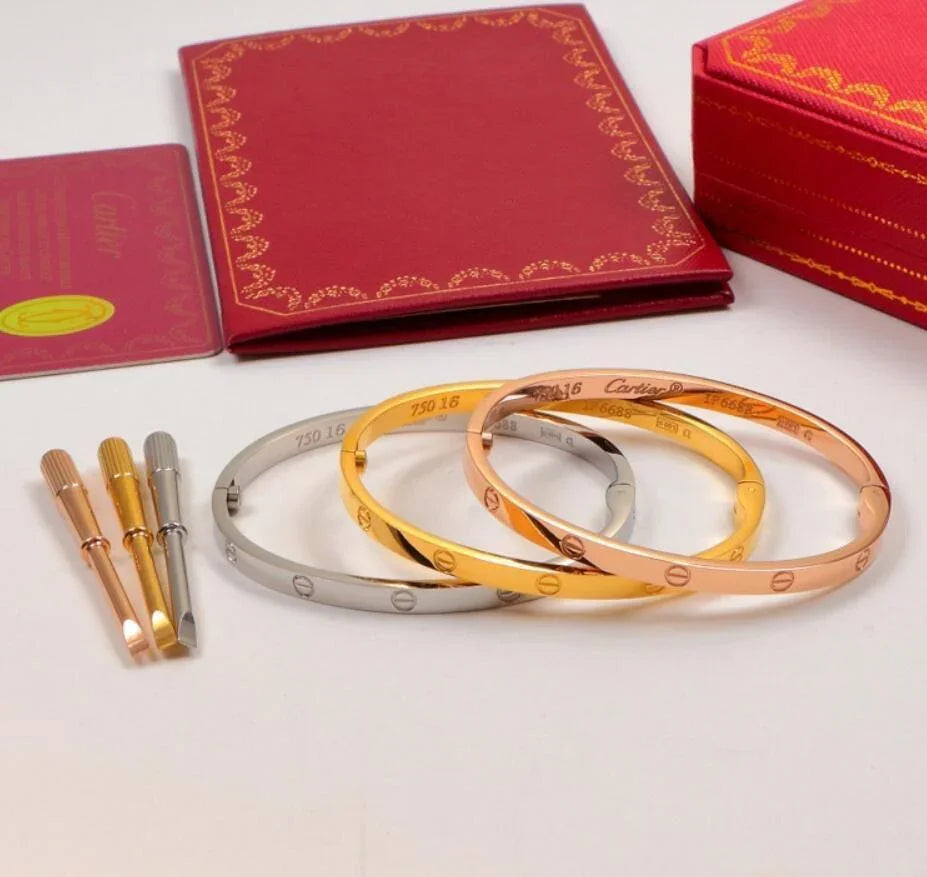Cartier 18K Gold Plated Jewelry LOVE Bracelet yellow rose silver ✨