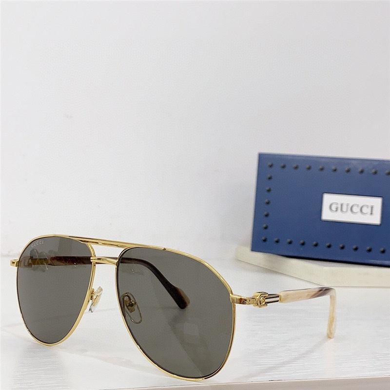 GUCCI GG1220S Gold-Gold-Brown Unisex Clear Sunglasses ✨ - buyonlinebehappy