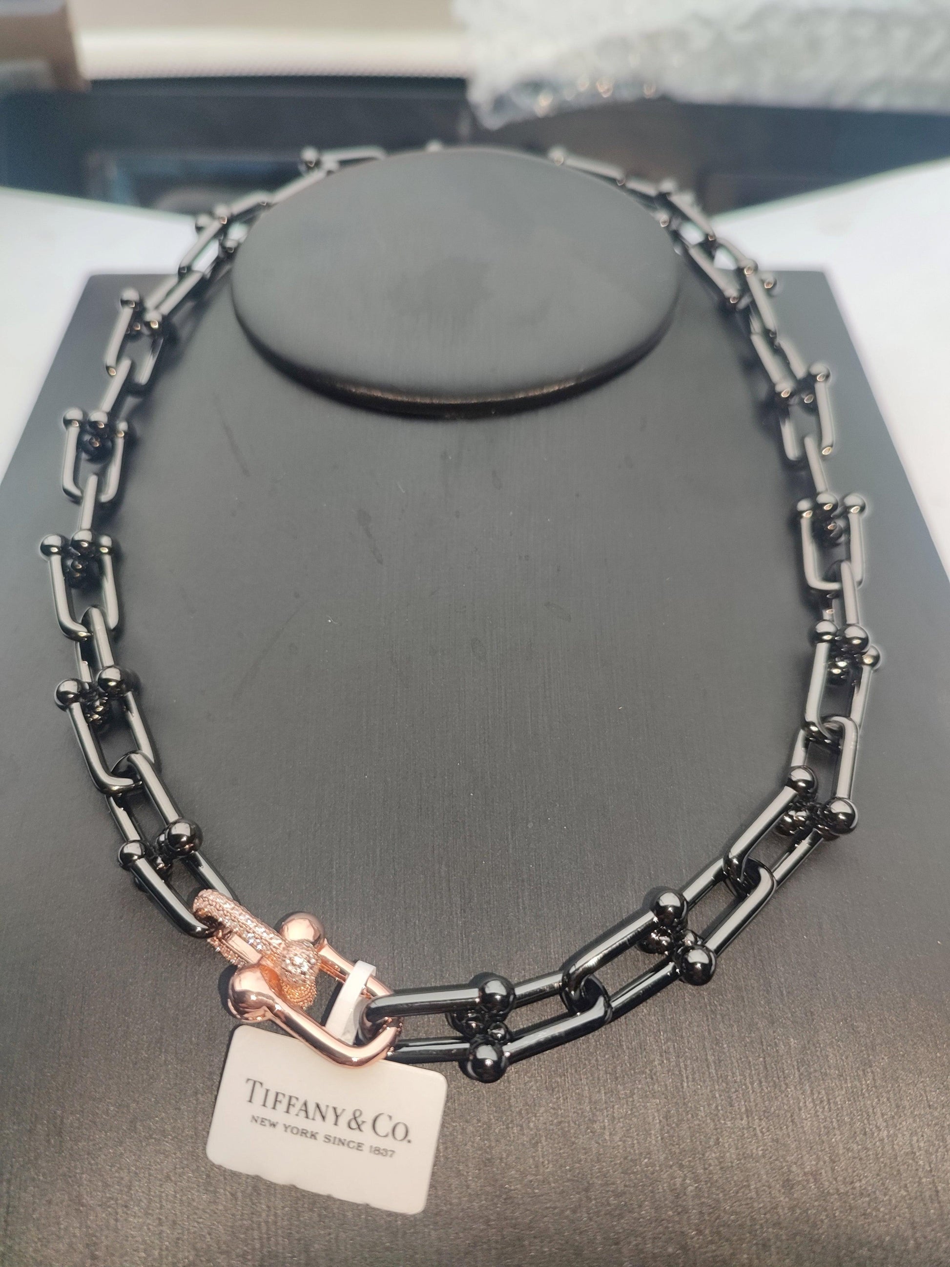 Tiffany&Co 18K Gold Plated Large Link Bracelet in Titanium with Zircon✨ - buyonlinebehappy