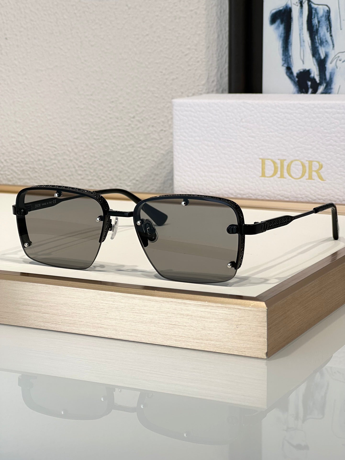 DIOR HOMME NeoDior S4U Mirrored Rectangular Sunglasses✨ - buyonlinebehappy