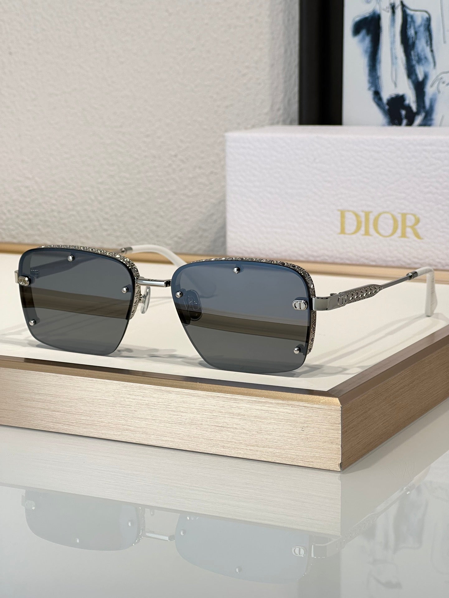 DIOR HOMME NeoDior S4U Mirrored Rectangular Sunglasses✨ - buyonlinebehappy