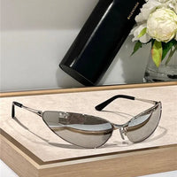 BALENCIAGA RAZOR CAT EYE BB0315 XL Black-Silver Sunglasses🏳️