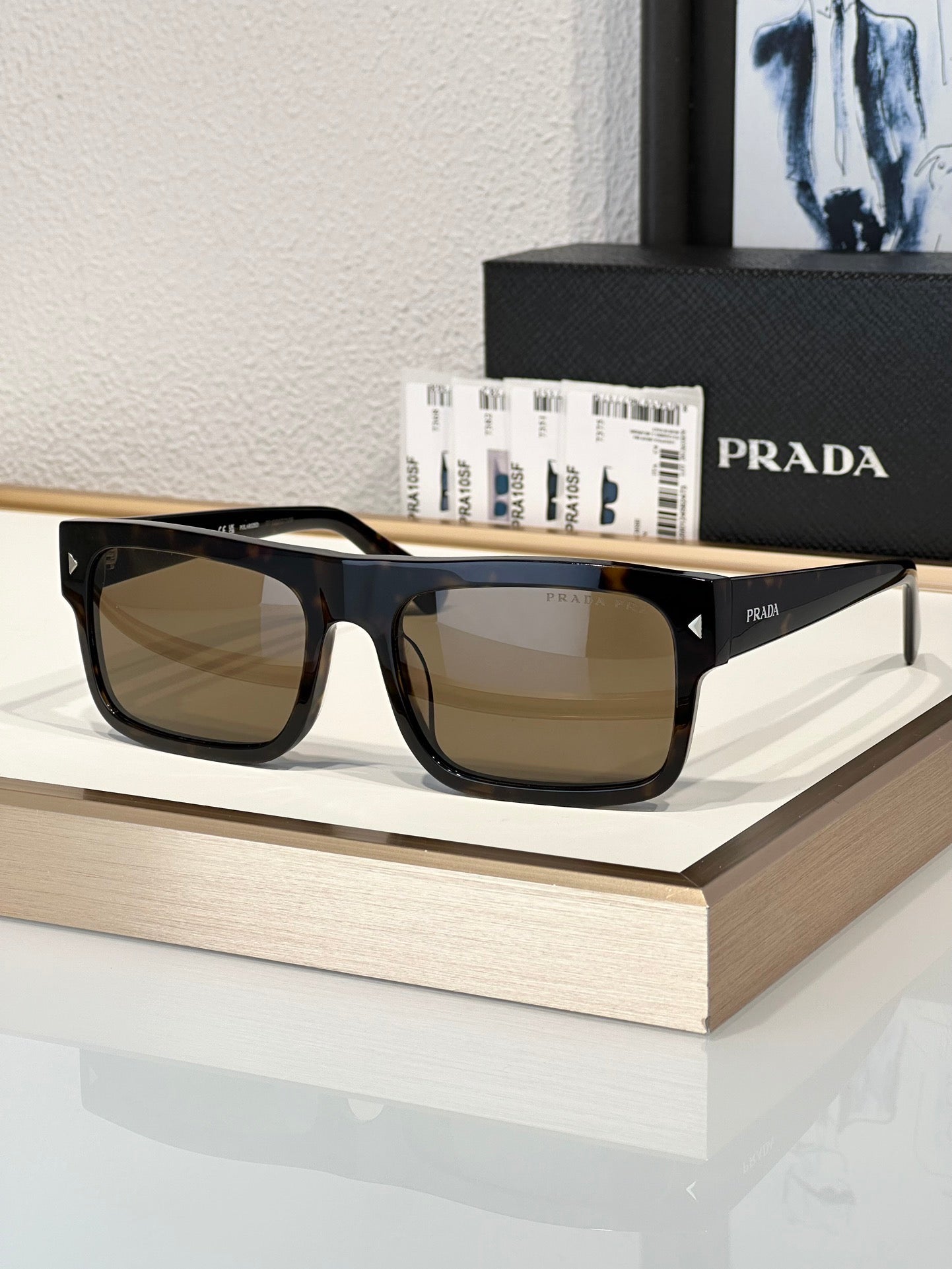 Prada PR A10S Rectangular Brown POLARISED Men's Sunglasses  🟥 - buyonlinebehappy