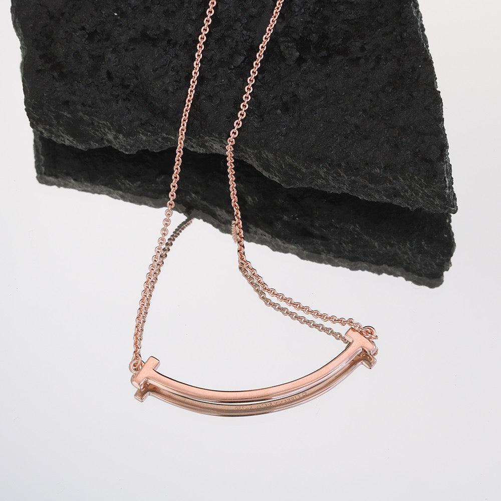 Tiffany&Co 18k gold plated Smile Pendant Necklace Bracelet Earring double row hinged White Rose Yellow gold 3 models with box - buyonlinebehappy