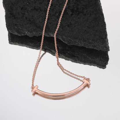 Tiffany&Co 18k gold plated Smile Pendant Necklace Bracelet Earring double row hinged White Rose Yellow gold 3 models with box - buyonlinebehappy