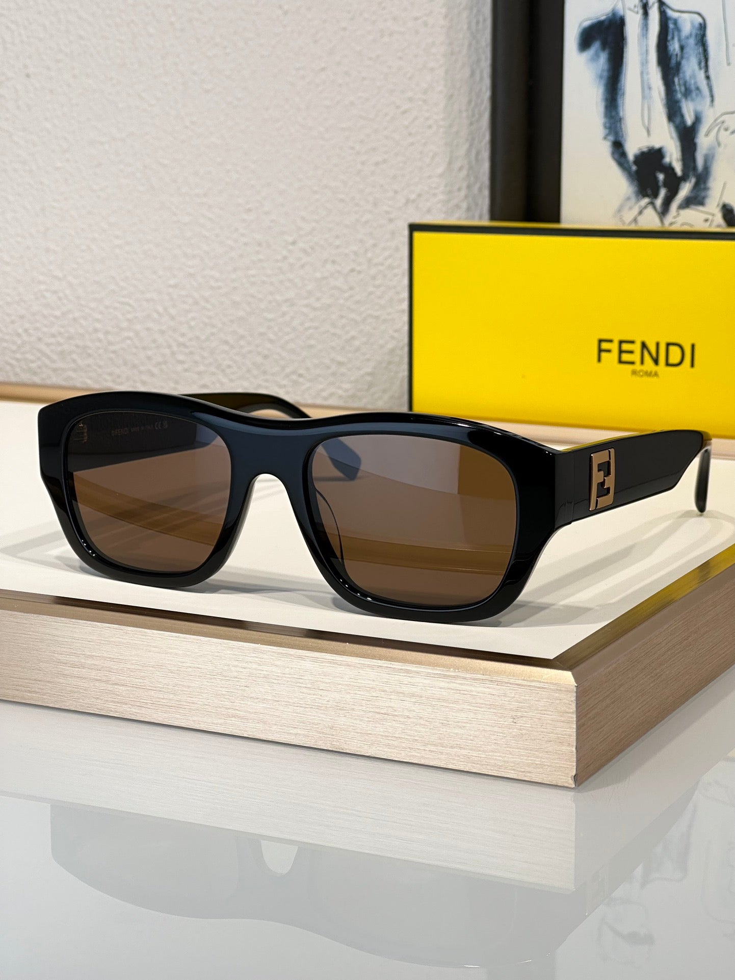 FENDI Men's FF Logo Rectangle Sunglasses✨ - buyonlinebehappy