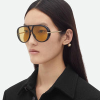 BOTTEGA VENETA  BV1273S 003 Unisex DROP AVIATOR Sunglasses✨