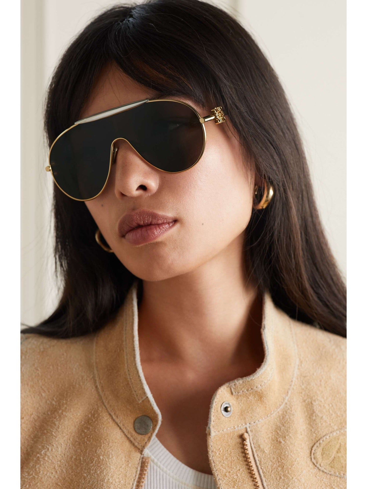 New Season LOEWE Spoiler aviator mask glasses in metal 40111U ✨ - buyonlinebehappy