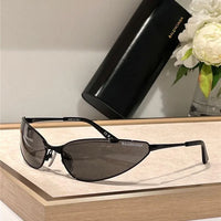 BALENCIAGA RAZOR CAT EYE BB0315 XL Black-Silver Sunglasses🏳️
