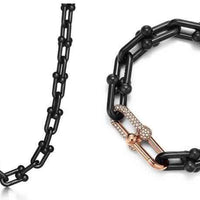 Tiffany&Co 18K Gold Plated Large Link Bracelet in Titanium with Zircon✨