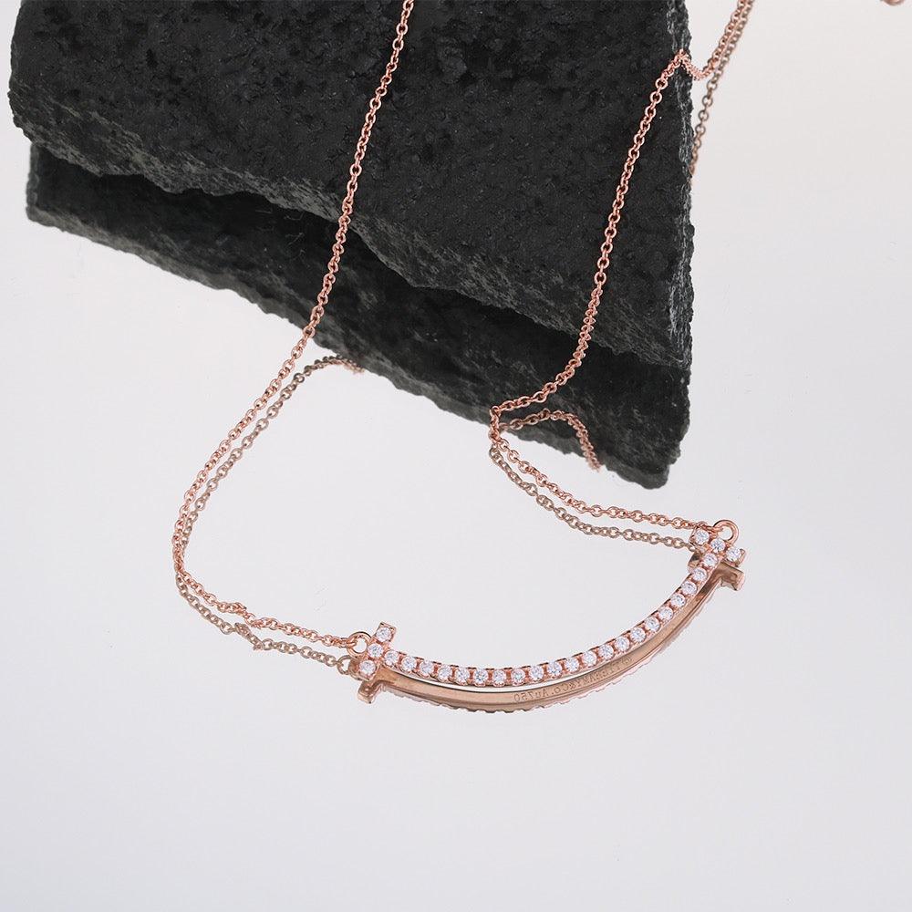 Tiffany&Co 18k gold plated Smile Pendant Necklace Bracelet Earring double row hinged White Rose Yellow gold 3 models with box - buyonlinebehappy