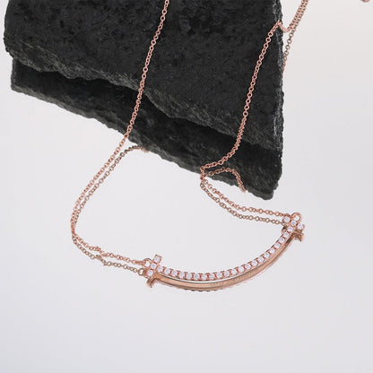 Tiffany&Co 18k gold plated Smile Pendant Necklace Bracelet Earring double row hinged White Rose Yellow gold 3 models with box - buyonlinebehappy