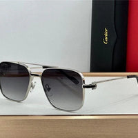 Cartier Square Sunglasses Gold Grey Metal CT 383👑