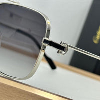 Cartier Square Sunglasses Gold Grey Metal CT 383👑