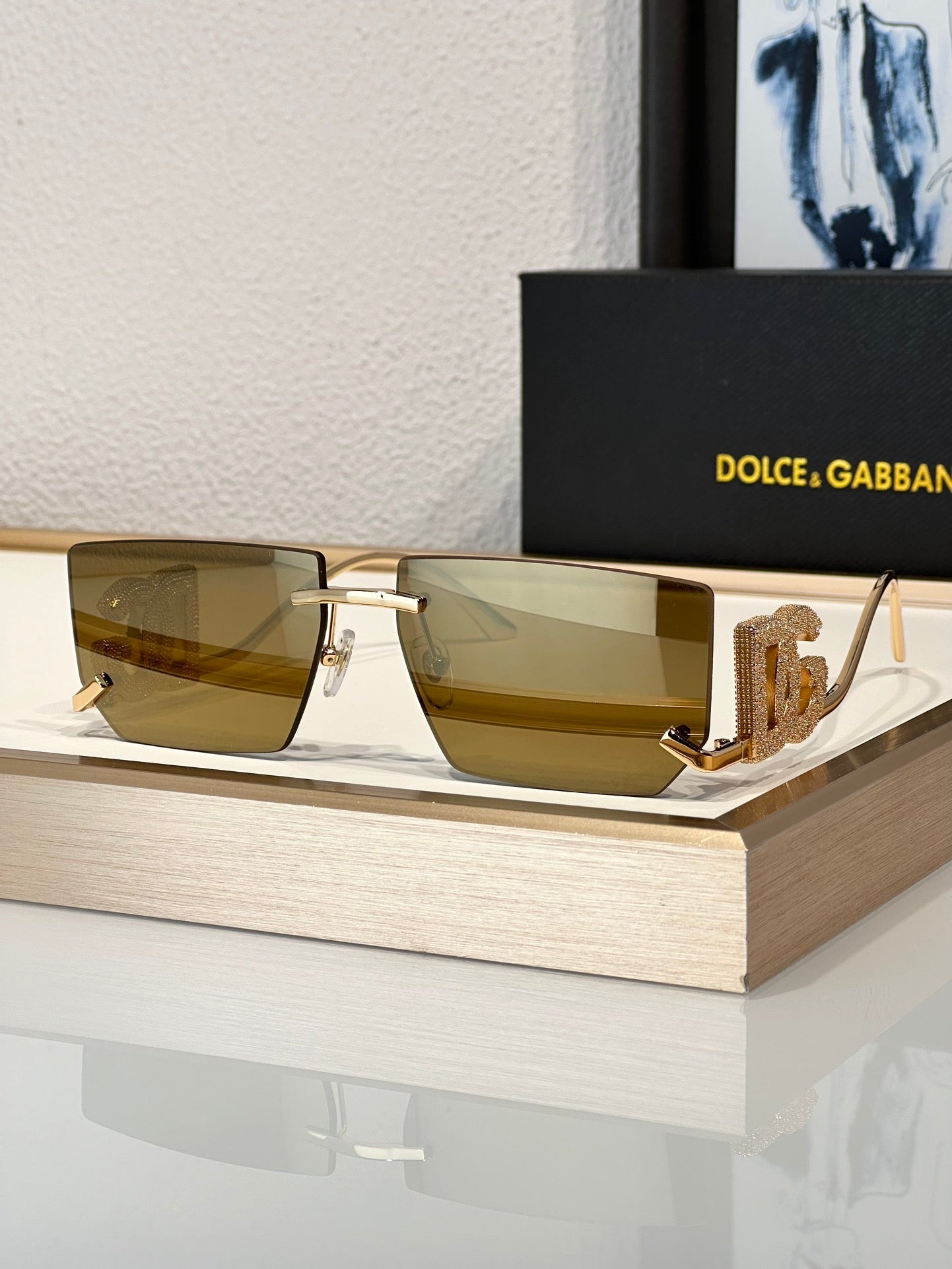 Dolce&Gabbana 2304B Crystal DG Metal Rectangle Women's Sunglasses ✨$4300 - buyonlinebehappy