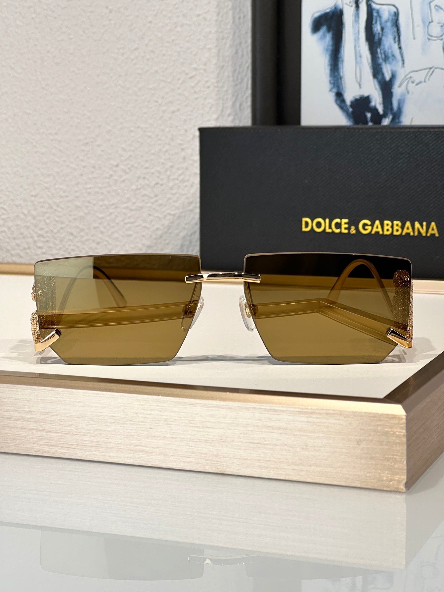 Dolce&Gabbana 2304B Crystal DG Metal Rectangle Women's Sunglasses ✨$4300 - buyonlinebehappy