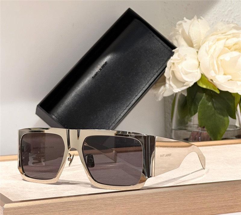 Saint Laurent SL 635 ACETATE Sunglasses Honey Horn Black Rectangular Flat-Top SL 635 flat-top sunglasses in silver - Saint Laurent | Mytheresa main image 3