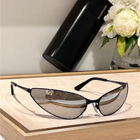BALENCIAGA RAZOR CAT EYE BB0315 XL Black-Silver Sunglasses🏳️