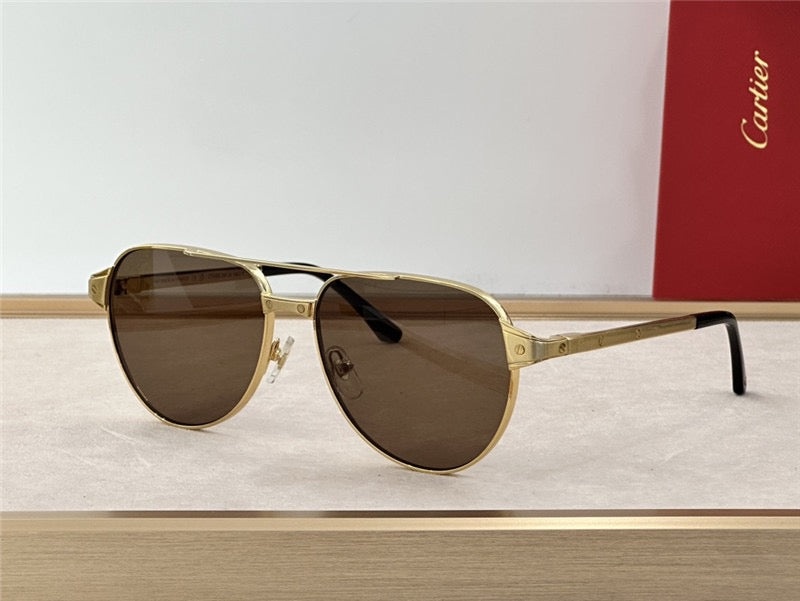 Cartier Exception POLARISED CT0425S 001 Sunglasses Pilot 59-16-140 ✨ - buyonlinebehappy