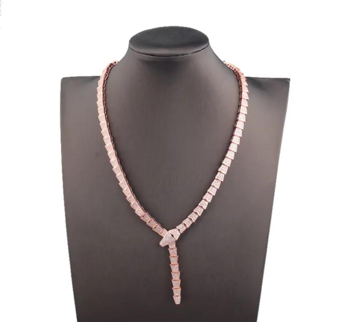 BVLGARI SERPENTI VIPER NECKLACE 18K Gold Plated Women's Jewelry GOLD-ROSE-WHITE ✨ - buyonlinebehappy