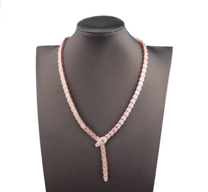 BVLGARI SERPENTI VIPER NECKLACE 18K Gold Plated Women's Jewelry GOLD-ROSE-WHITE ✨ - buyonlinebehappy