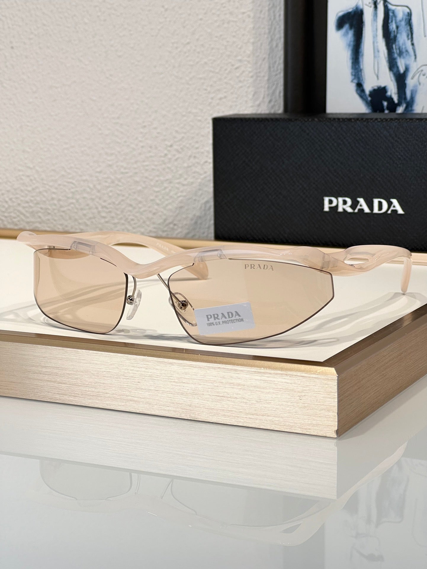 PRADA PR A25S (1AB5S0)- BLACK-PEACH-GREEN | SUNGLASSES Unisex  🟥 - buyonlinebehappy