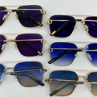 Cartier Square Sunglasses Gold Grey Metal CT 383👑