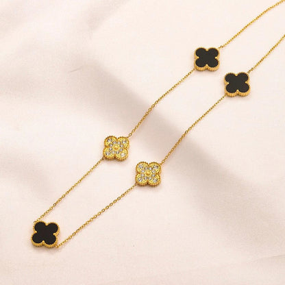 Van Cleef Vintage Alhambra Necklace 18K Gold Plated Women's Jewelry 10 models✨ - buyonlinebehappy