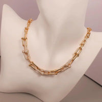 Tiffany&Co 18k Gold Plated Jewelry For Women Long Lock graduated link Necklace in yellow rose silver with Pavé Diamonds