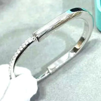 Tiffany&Co 18k gold plated Unisex Unique Style Bangle lock bracelets fashion silver rose yellow gold with box fits 16-21 cm ✨