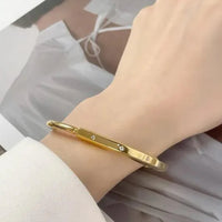 Tiffany&Co 18k gold plated Unisex Unique Style Bangle lock bracelets fashion silver rose yellow gold with box fits 16-21 cm ✨