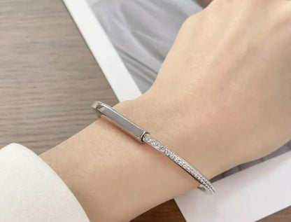 Tiffany&Co 18k gold plated Unisex Unique Style Bangle lock bracelets fashion silver rose yellow gold with box fits 16-21 cm ✨ - buyonlinebehappy