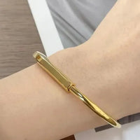Tiffany&Co 18k gold plated Unisex Unique Style Bangle lock bracelets fashion silver rose yellow gold with box fits 16-21 cm ✨