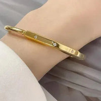 Tiffany&Co 18k gold plated Unisex Unique Style Bangle lock bracelets fashion silver rose yellow gold with box fits 16-21 cm ✨